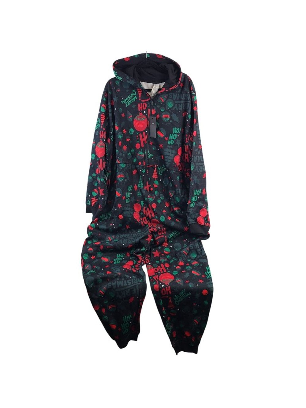 Fabletics Cozy Fleece Hooded Christmas Onesie Sz XXL/1X Tall HoHoHoliday Print